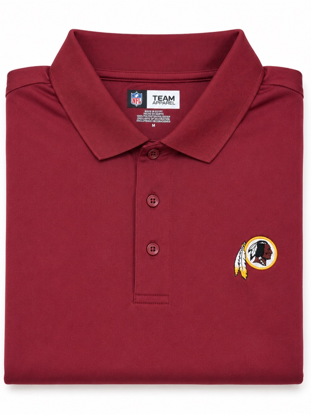 NFL Washington Redskins Team Polo Shirt Medium Burgundy Gold Embroidered Polo